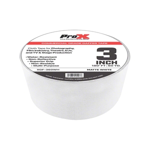ProX GaffX™ 3" Commercial Grade Gaffers Tape, Matte White, 60 Yards gaffers tape, gaffx, commercial grade tape, commercial tape, stage tape, truss tape, dj tape, dj gear, wire organization, wire tape, cable tape